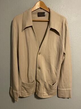 Vintage Pendleton Cardigan Sweater Mens Large Beige Wool Sir Pendleton USA FLAW